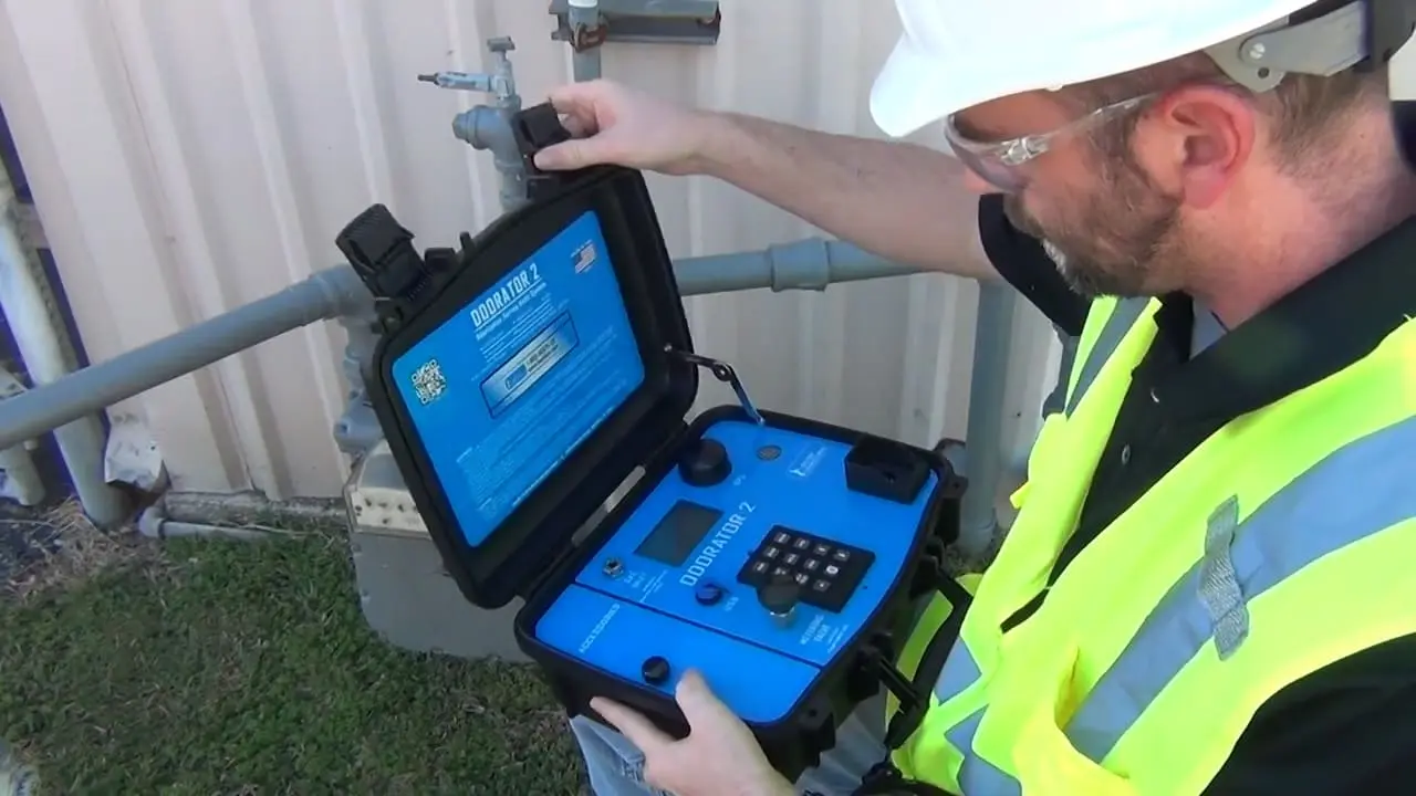 Technician performing electronic gas leak detection in a Chicago home