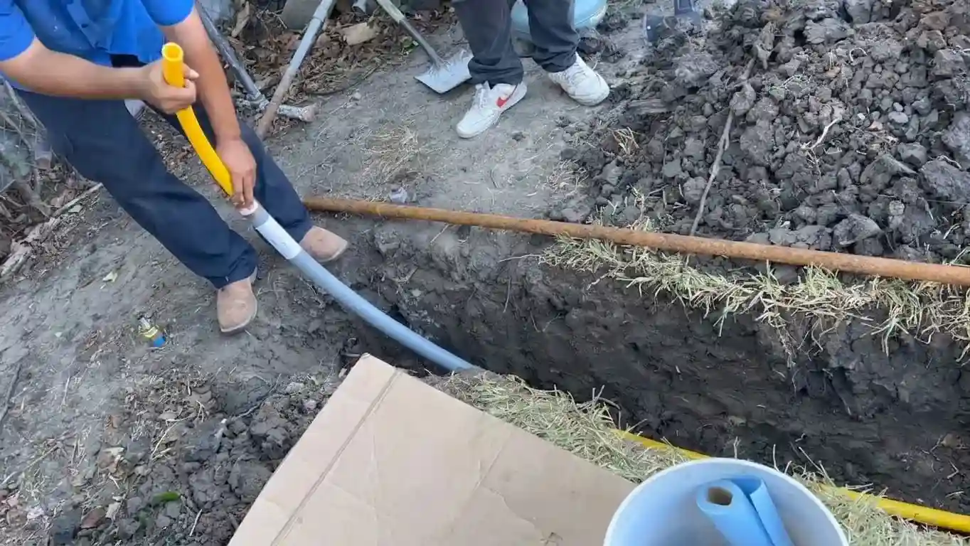 Trench prepared for underground gas pipe installation in Chicago