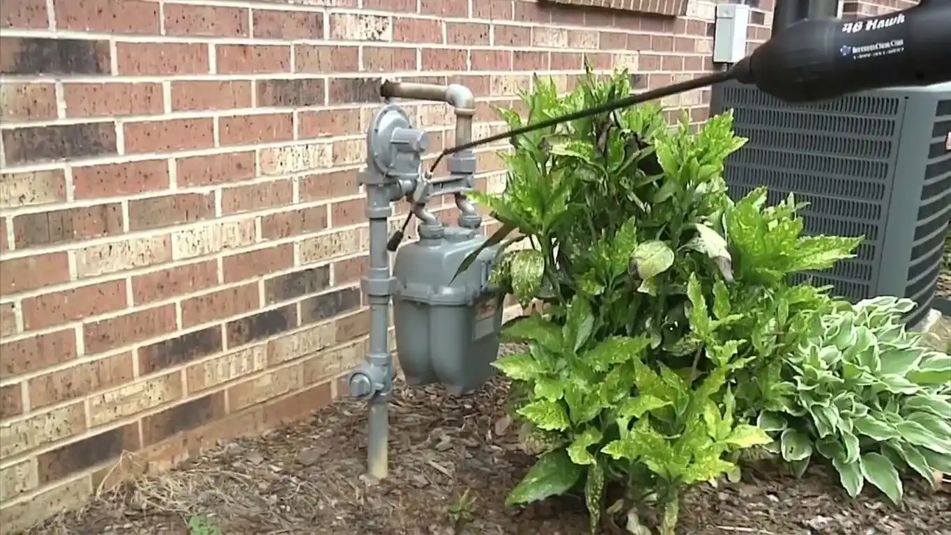 Residential gas meter inspection at a Chicago home